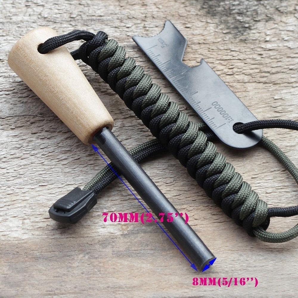 Bushcraft Survival Ferrocerium Fire Steel with Lanyard & Striker (single)