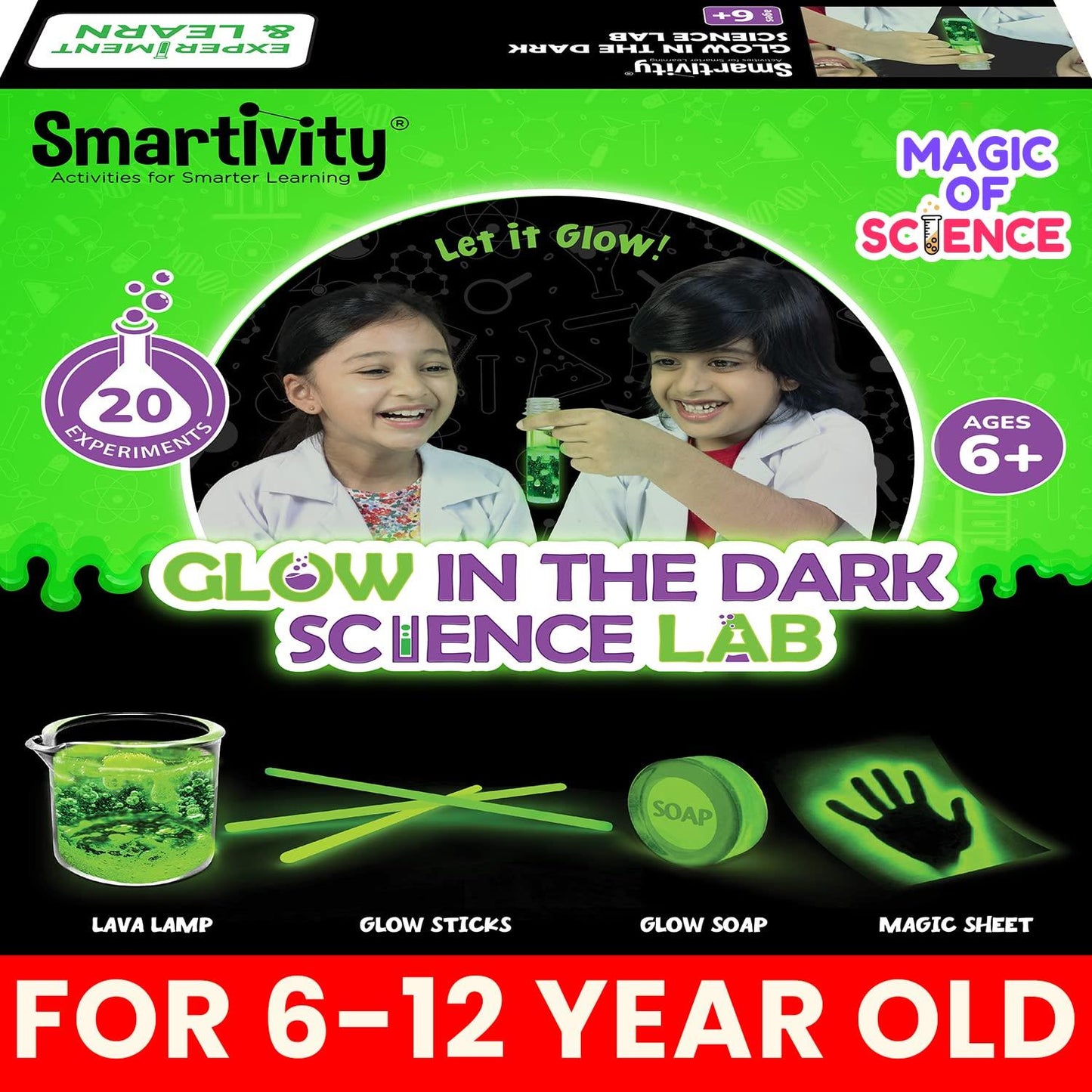 Smartivity Glow In The Dark Chemistry STEM Kit, 20 Glowsome Experiments (Pack of 1)