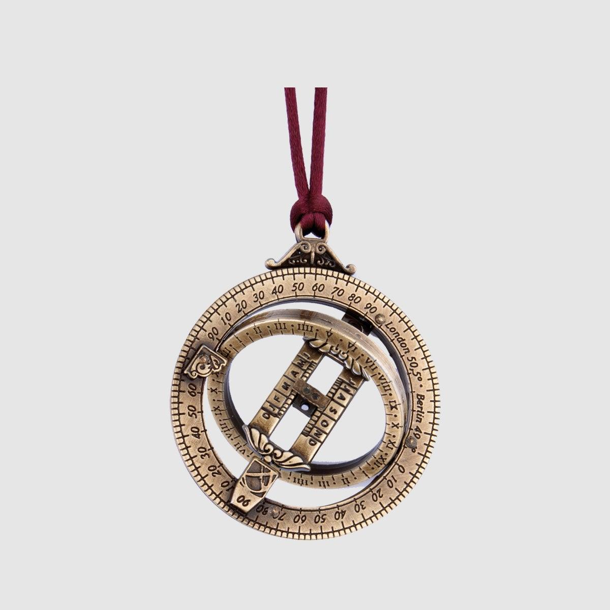 Hemisferium Hanging Astronomical Ring Dial on Red Chord (Pack of 1)