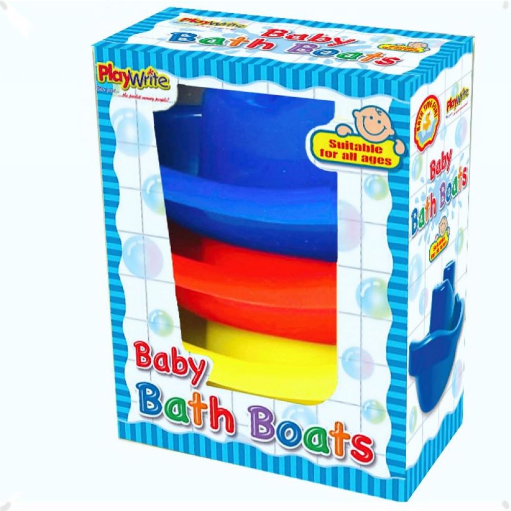 Set of Three Colourful Floating Bath Time Boats for Babies (12 Packs of 3)