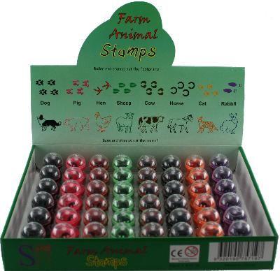 Double Sided Self Inking Farm Animal Stamper with Roller (pack of 48)