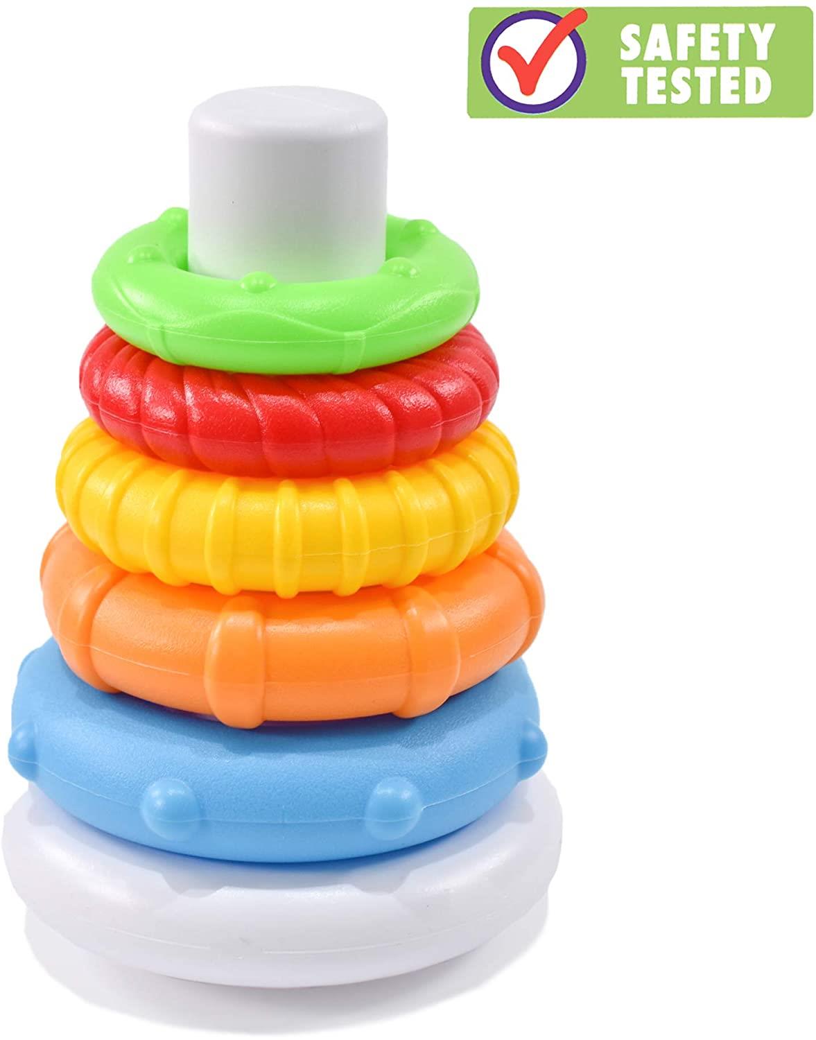 Baby's Colourful Stacking Rings Early Development Sensory Toy (Pack of 8)