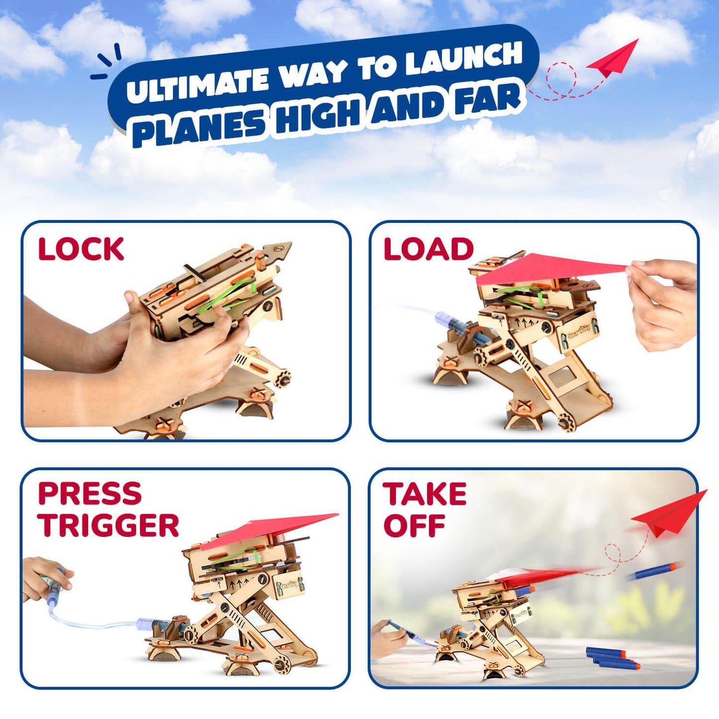Smartivity Hydraulic Plane Launcher | Build-It-Yourself STEAM Toy (Pack of 3)