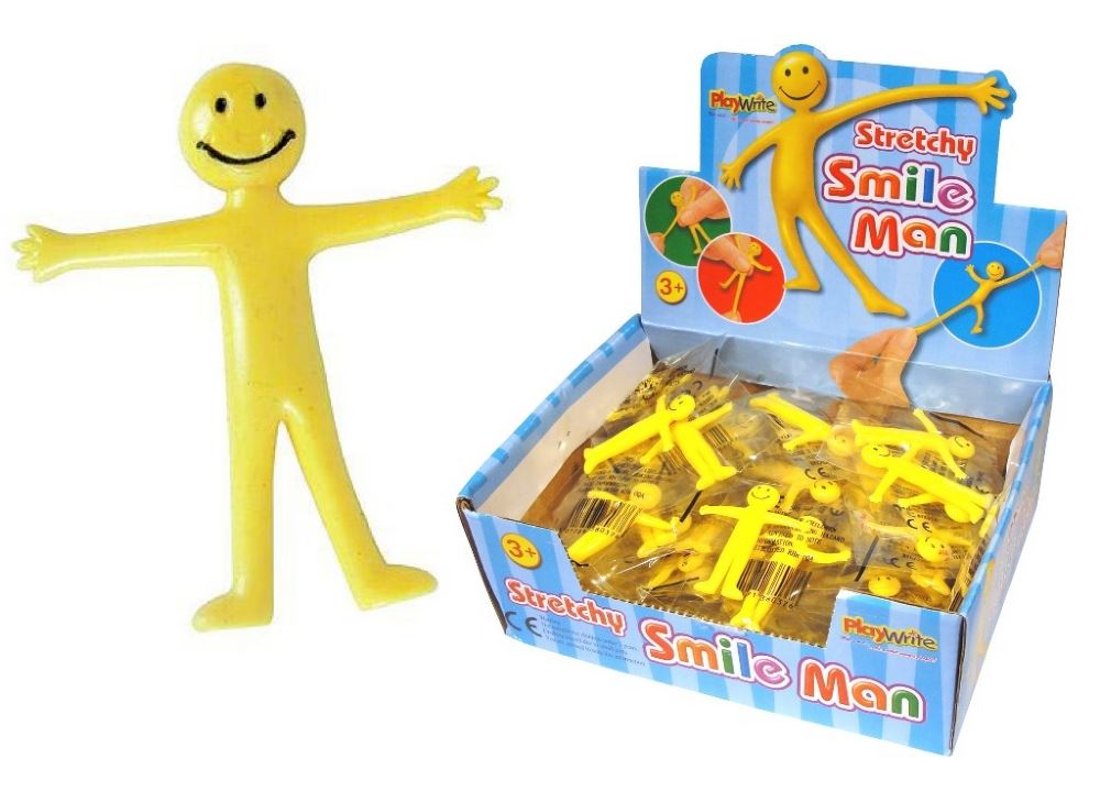 Children's Small Yellow Happy Smiley Man Stretchy Toy (Box of 72)