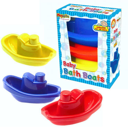 Set of Three Colourful Floating Bath Time Boats for Babies (12 Packs of 3)