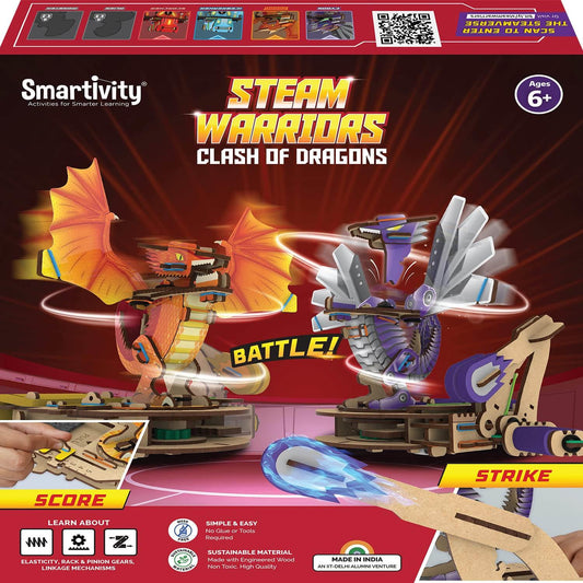Smartivity STEAM Warriors: Clash Of Dragons | DIY Multiplayer Action Game (Pack of 3)