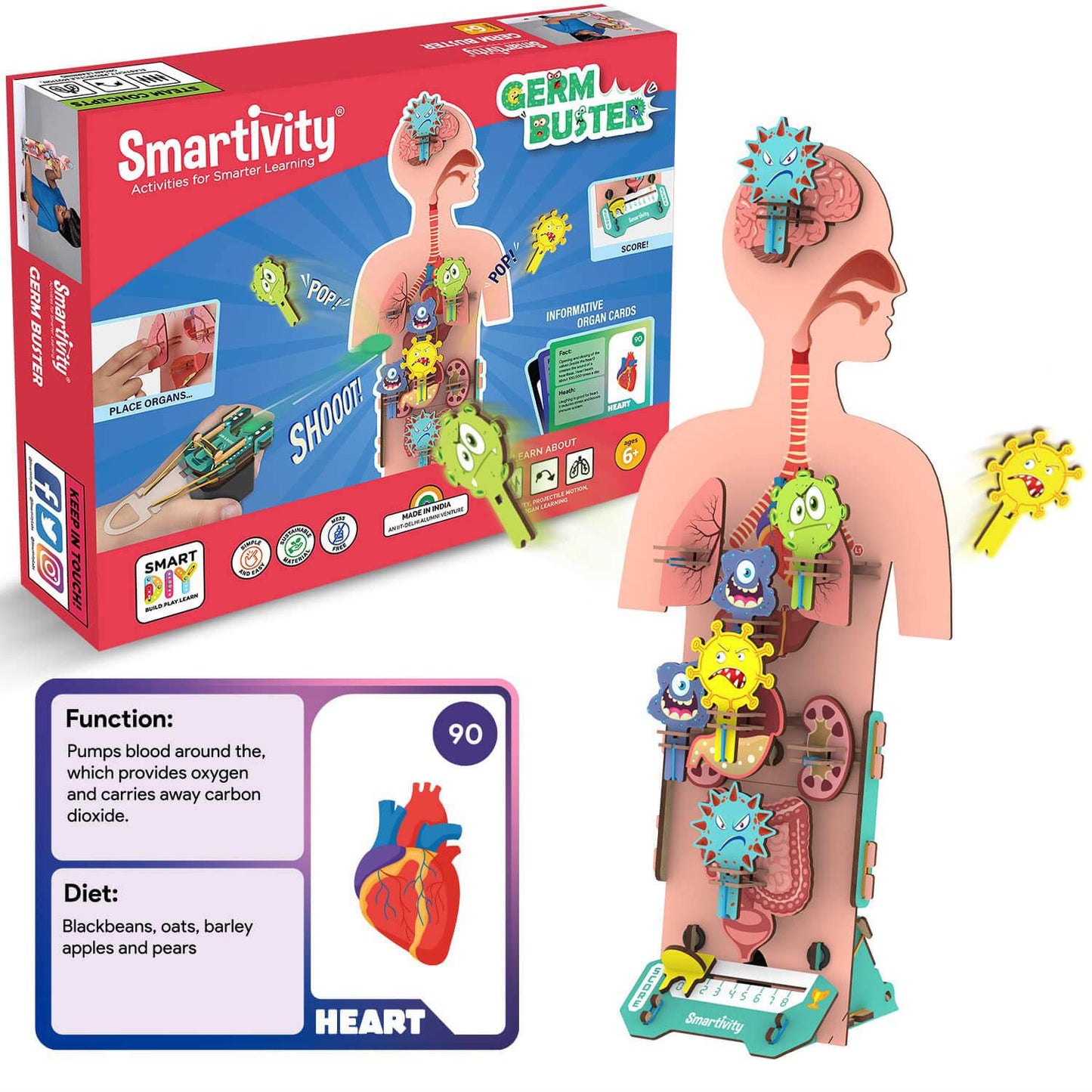 Smartivity Human Body Germ Buster DIY STEM 5-in-1 Science Game (Pack of 1)