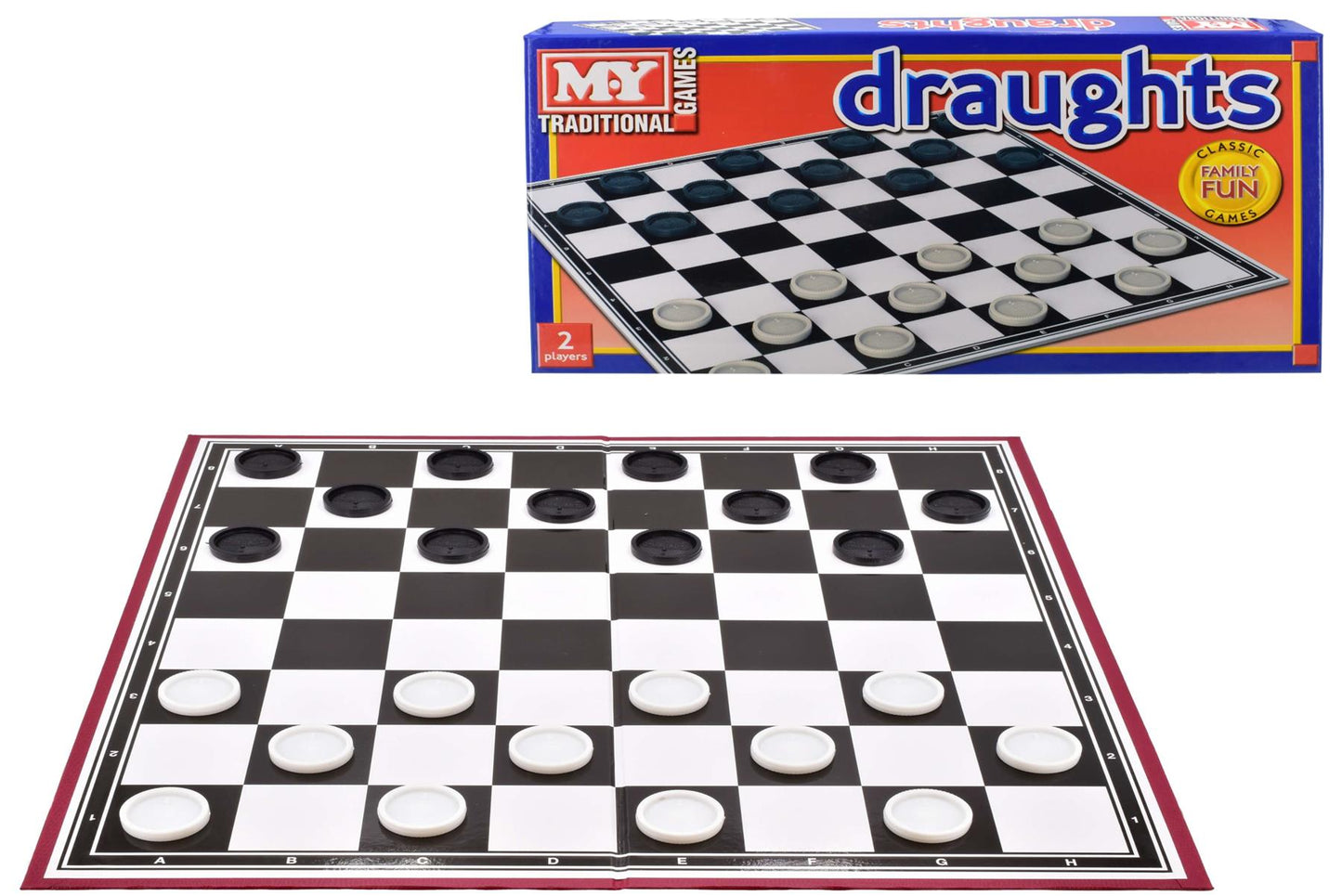 Traditional Draughts Classic Family Game For 2 Players (Pack of 6)