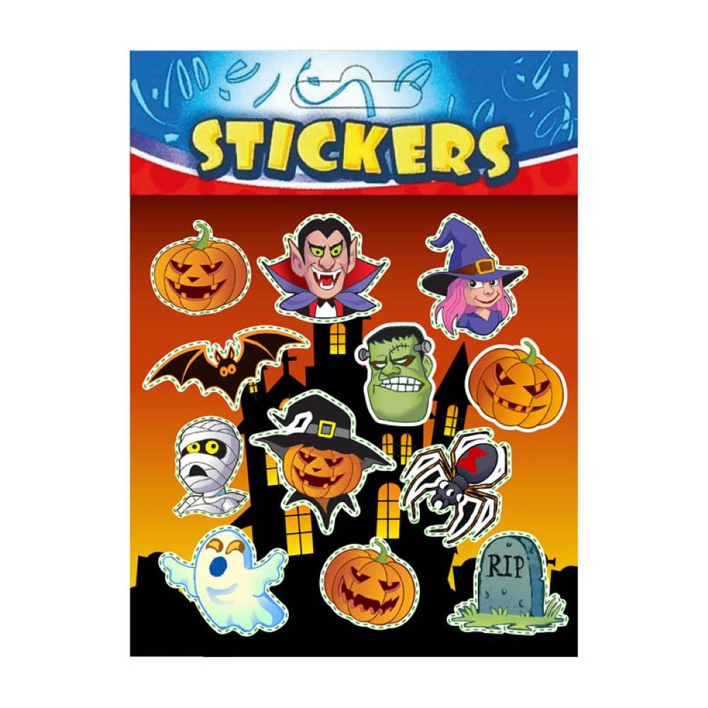 Pack of 12 Spooky Halloween Themed Stickers in Assorted Designs (Pack of 12 Sheets)