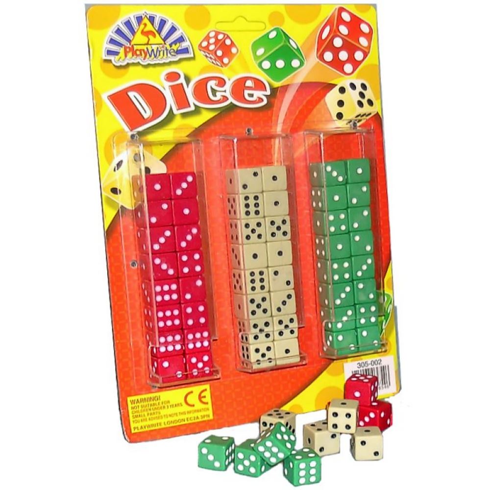 Small Plastic Dice for Games in Assorted Colours (Pack of 20)