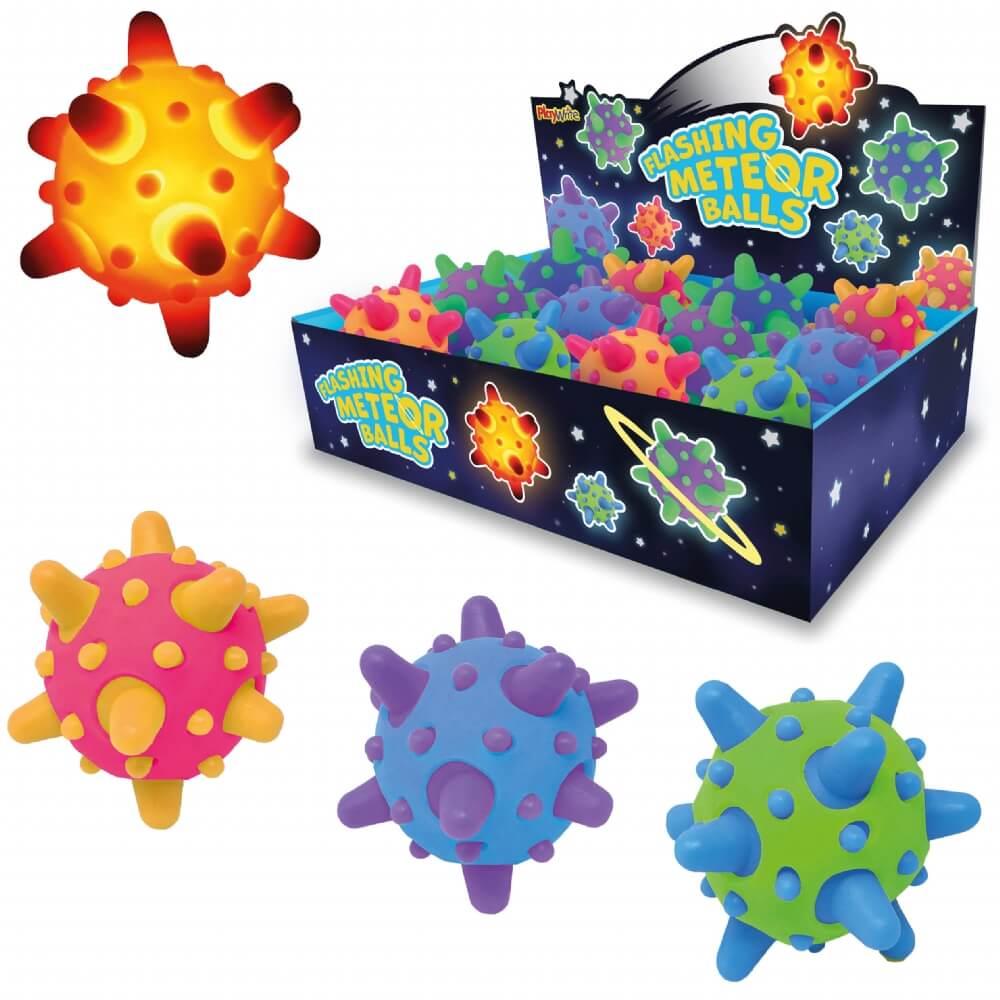 Children's 6cm Light Up Flashing Meteor Ball Sensory Toy (Box of 12)