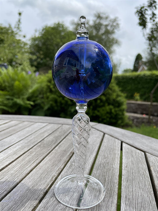 Crooke's Solar Radiometer with Tall Twisted Clear Stem and Blue Globe
