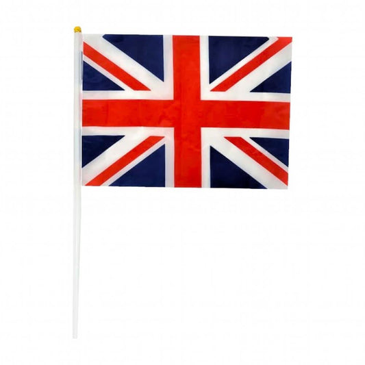 Reusable 28x20 cm Union Jack Hand Flag with Plastic Handle (Pack of 24)