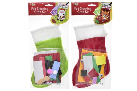 DIY Christmas Felt Stocking Crafting Kit (Assorted Designs) (Pack of 24)