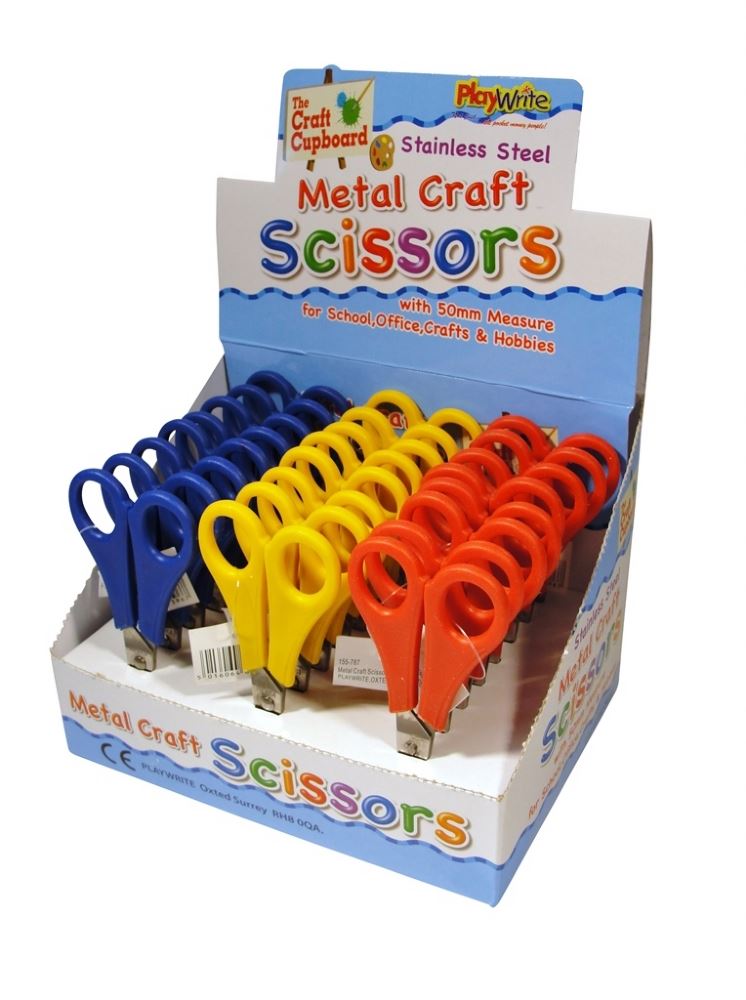 Children's Colourful Metal Craft Scissors for Classrooms & Crafting (Box of 24)