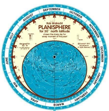 English Planisphere for 50° North Latitude (Pack of 1)