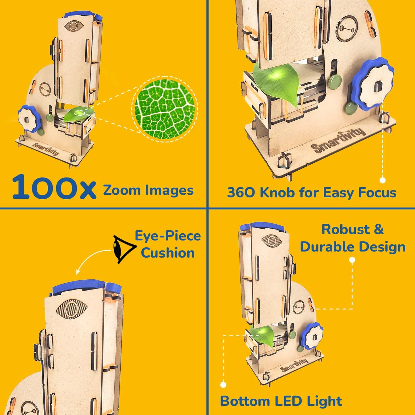 Smartivity Build Your Own Microscope STEM Science Construction Kit, 100x Magnification (Pack of 1)