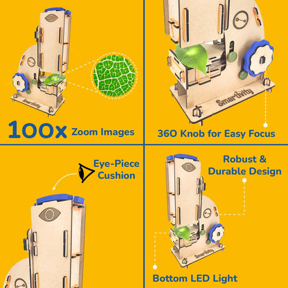 Smartivity Build Your Own Microscope STEM Science Construction Kit, 100x Magnification (Pack of 1)