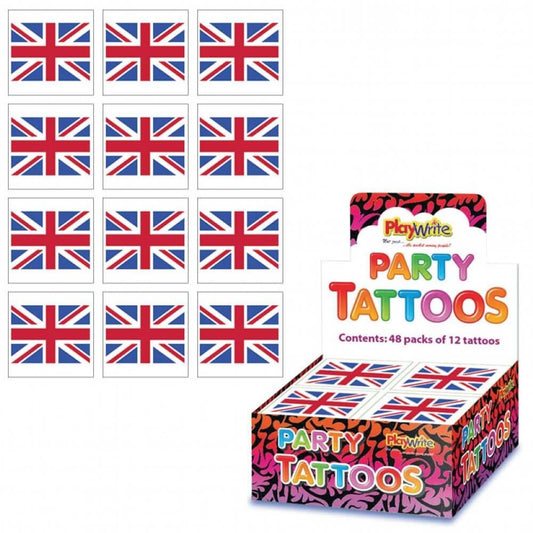 Box 48 packs Temporary Tattoos with Union Jack Design