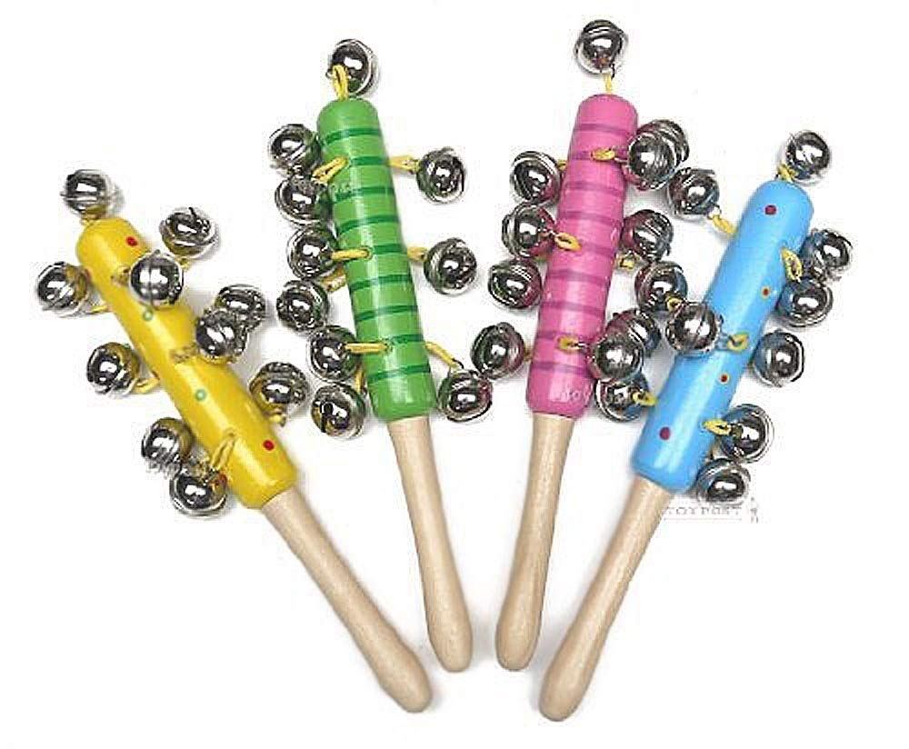 Children's Colourful Wooden Jingle Stick Musical Toy (Box of 8)