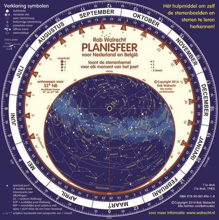Dutch Planisphere 52° North & 5° East/Netherlands & Belgium (single)