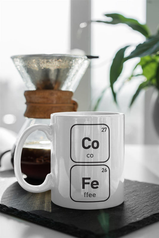 Periodic Table Element Co Fe Ceramic Mug for Science Lovers (single)